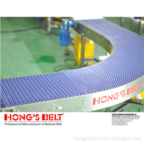 The Blue Color Curved Modular Conveyor Belt (HS-500B)